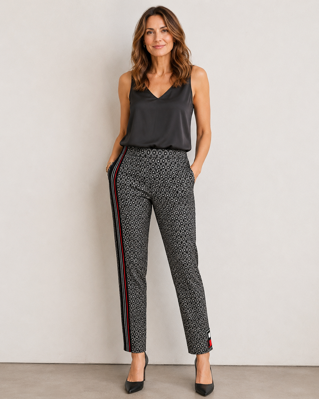 Hand-Embellished Geometric Print Pant by Trish - Size XS