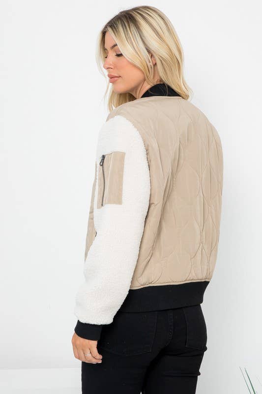 Quilted Sherpa Bomber