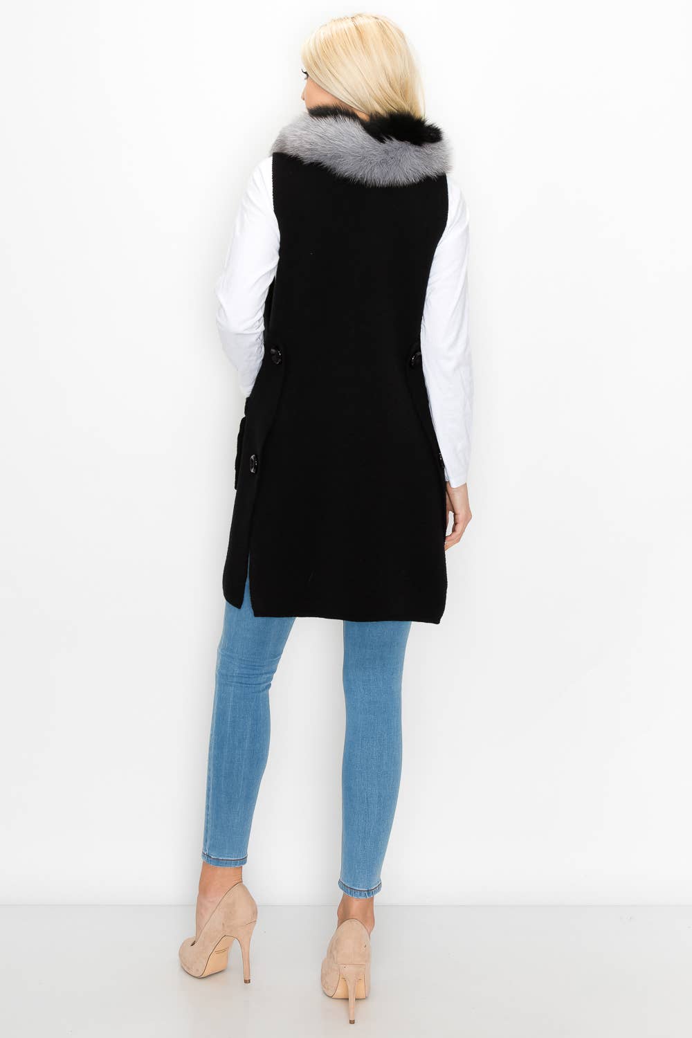 Selma Knitted Vest with Faux Fur