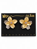 Large Gold and Silver Cowhide Flower Earrings (#130)
