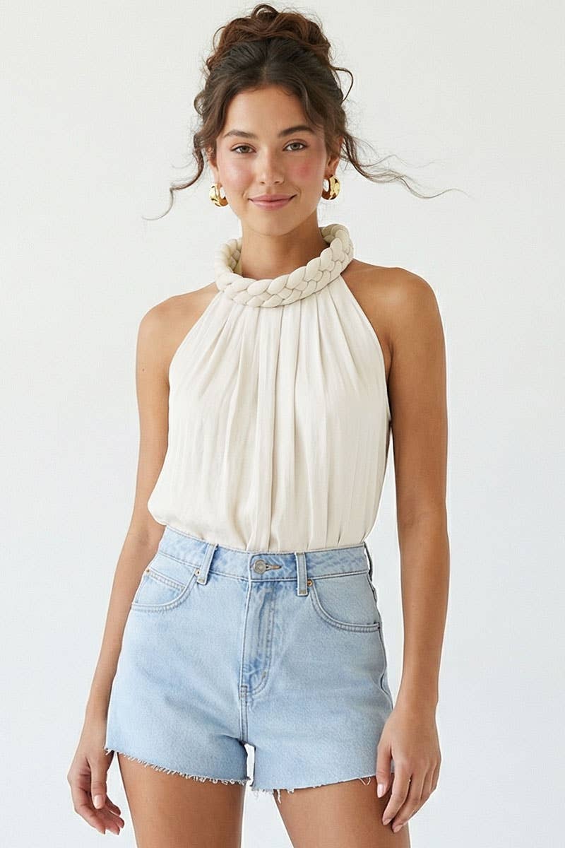 Sleeveless Wide Braid Top
