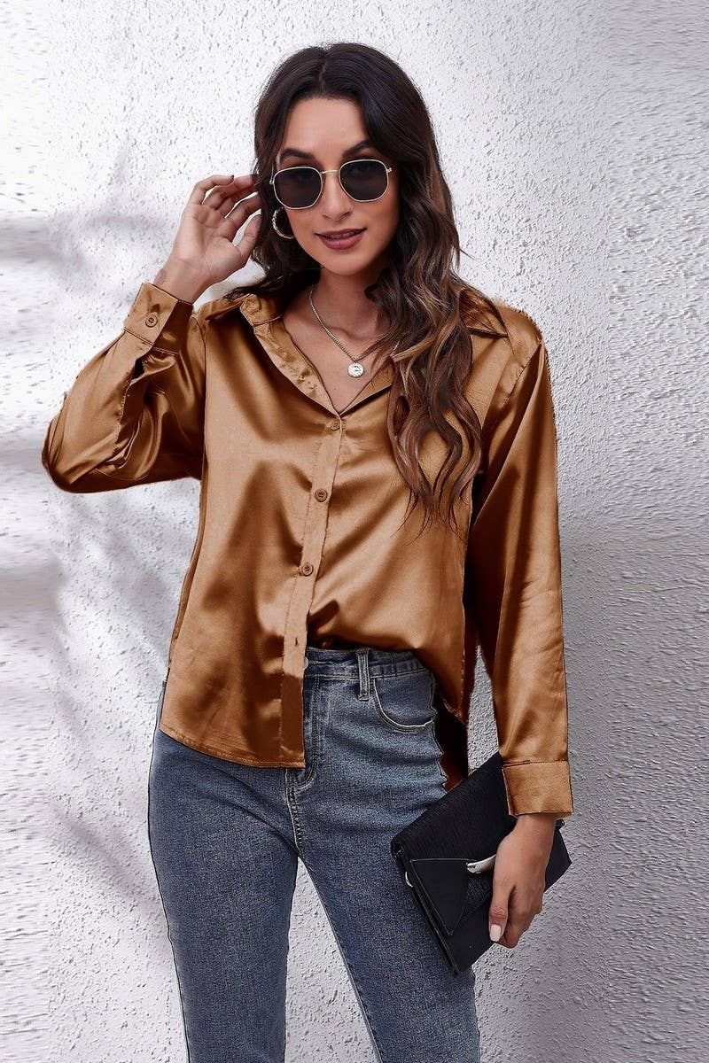 Satin Long Sleeve Top