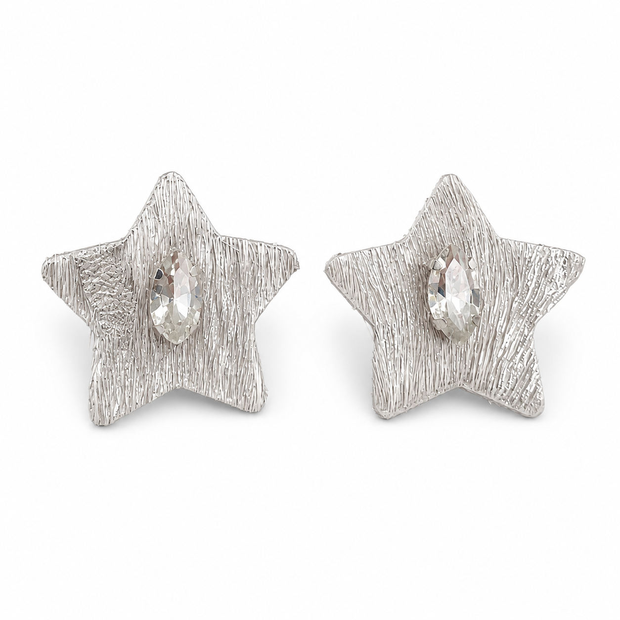 Finch Cowhide Crystal Star Earrings by D.K. Tlustos