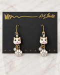 Handmade Whimsical White Kitten Earrings with White Paws by D.K. Tlustos Copy