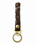 Handmade Braided Leather Keychain with Brass D-Ring by Finch