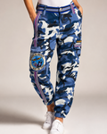 Keep 'Em Flying Blue Camo Cargo Joggers Embellished by Trish - Size Large