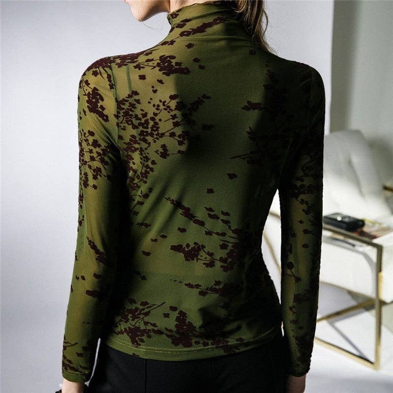 Flocked Mesh Sheer Base Shirt