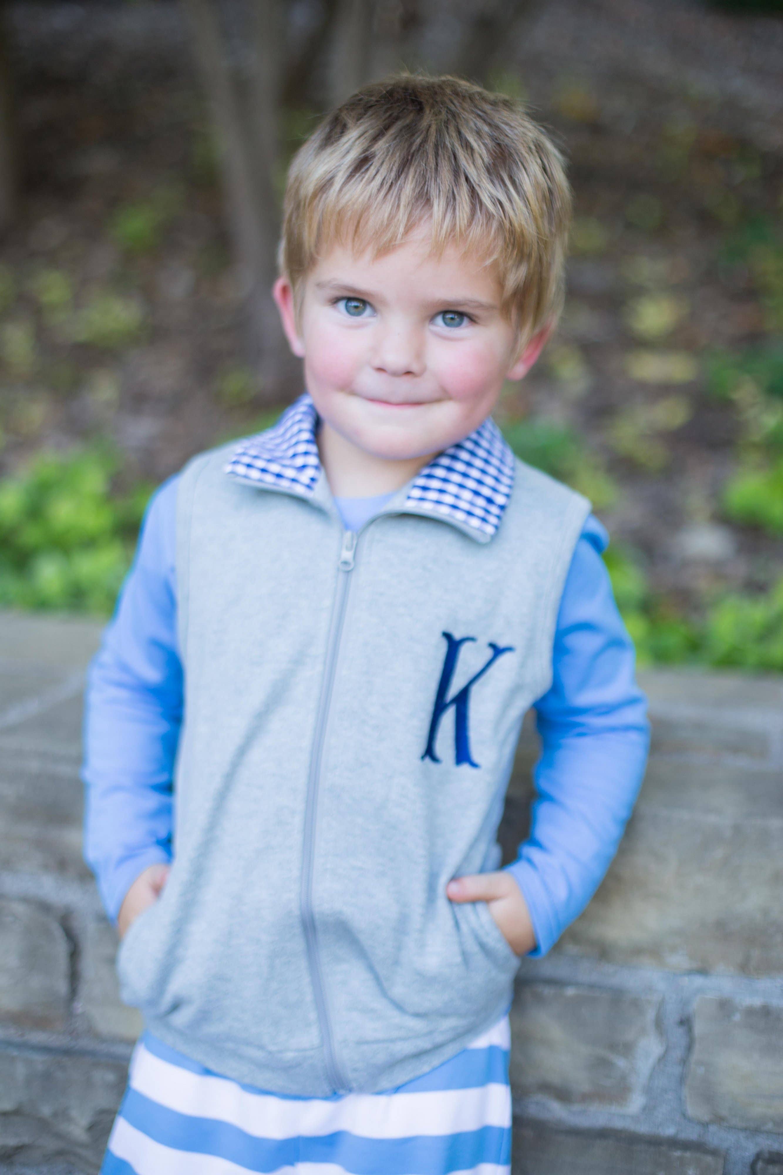 Gingham Vest - Navy