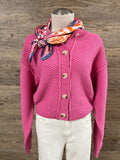 Fuchsia Textured Knit Cardigan