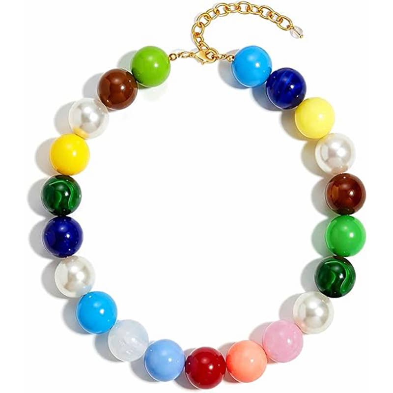 Resin Bead Adjustable Statement Necklace