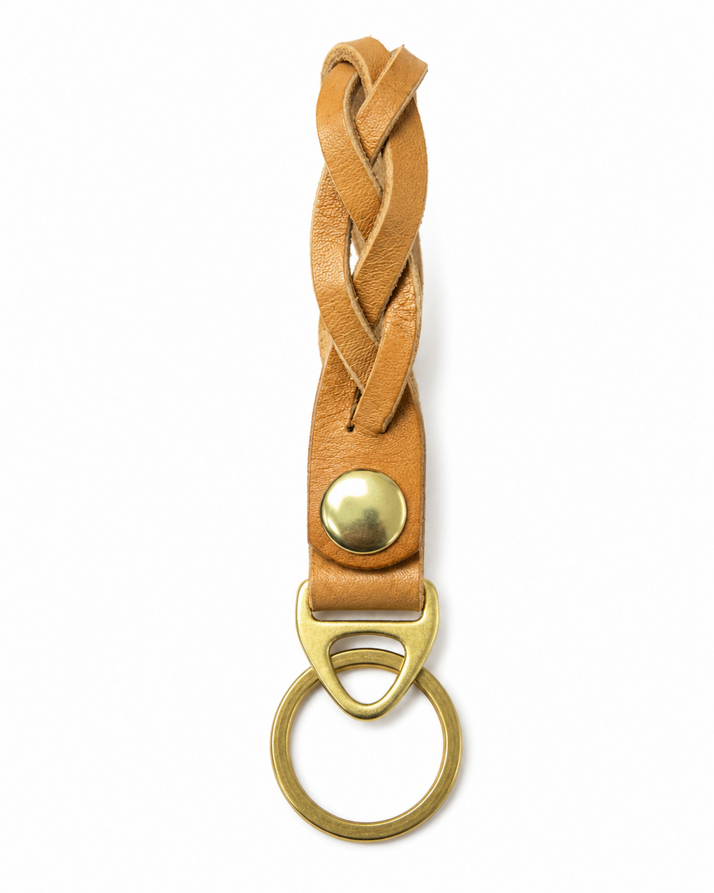Handmade Braided Leather Keychain with Brass D-Ring by Finch