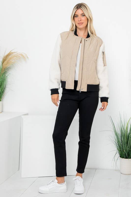Quilted Sherpa Bomber