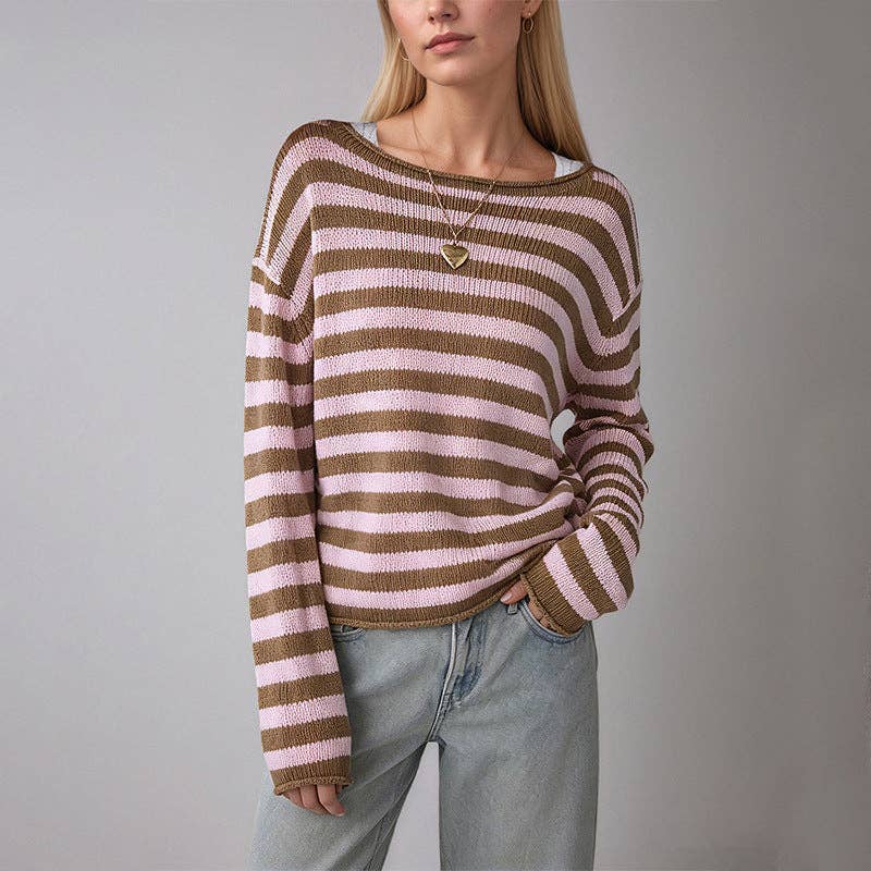 Oversized Boat-Neck Knit Sweater
