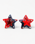 Handmade Red, White & Blue Layered Star Earrings by D.K. Tlustos
