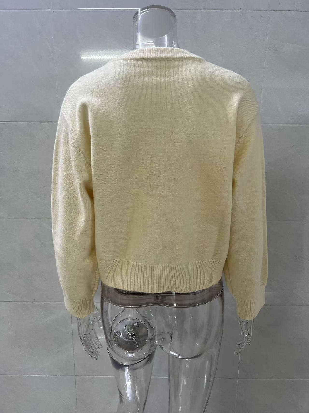 LONG SLEEVED SINGLE BREASTED BUTTER YELLOW CARDIGAN