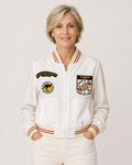 Hand-Embellished Hastings Canada Cropped Bomber Jacket by Trish - Size Large