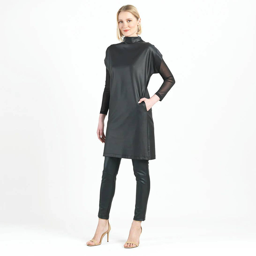 Clara Sunwoo - Liquid Leather ™ - High Neck Tunic Pocket Dress