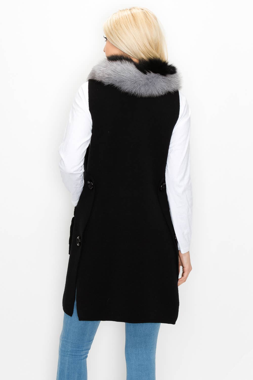 Selma Knitted Vest with Faux Fur