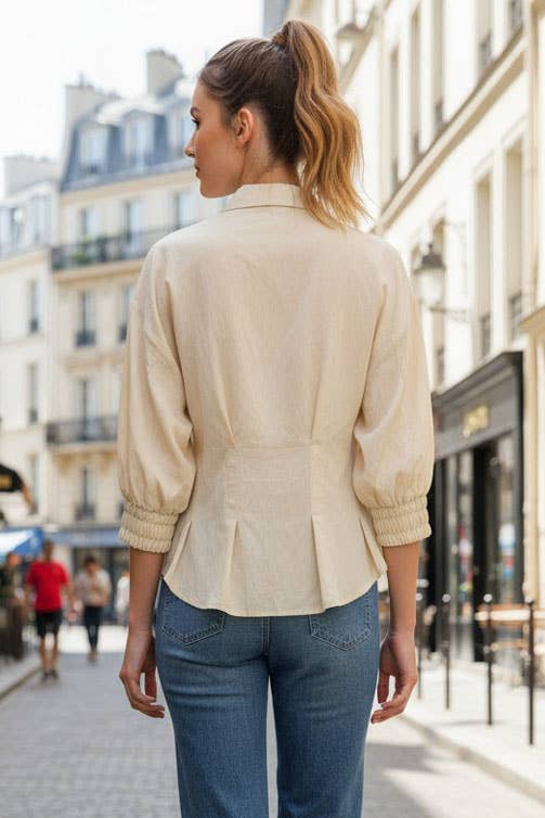 VAVA by Joy Han - DART DETAIL 3/4 STEEVE BUTTON DOWN BLOUSE