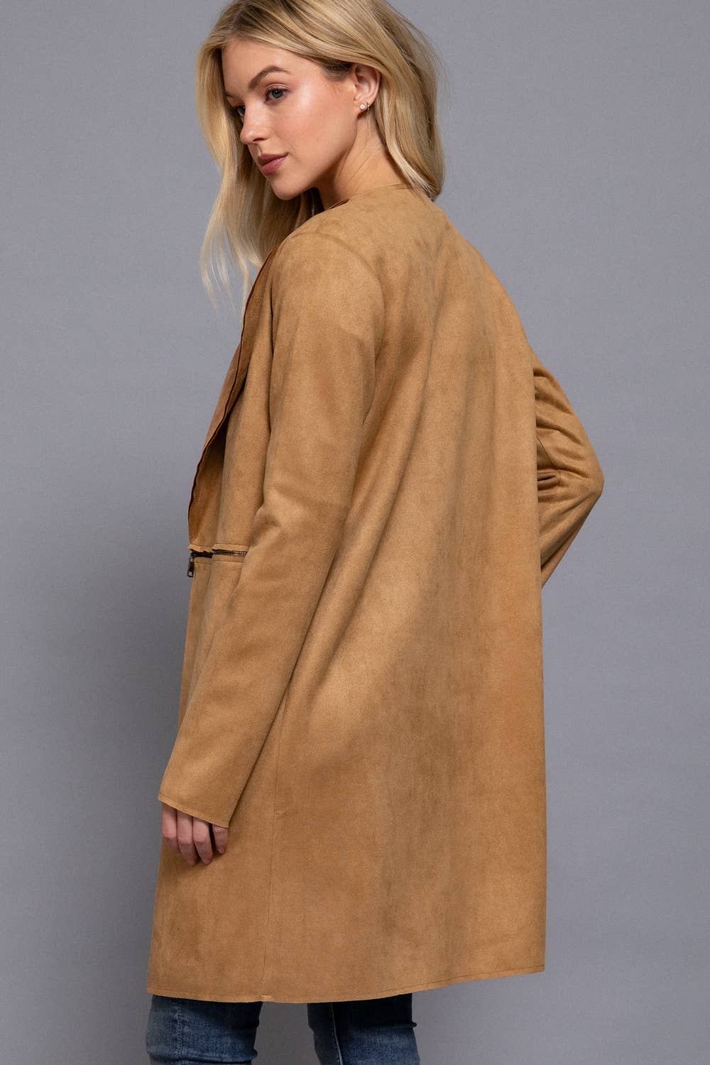 Faux Suede Long Jacket