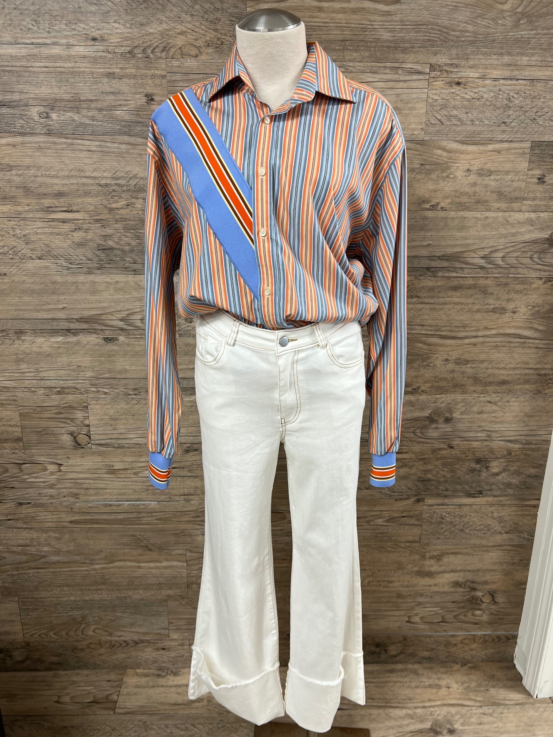Sunset Stripe Blouse Embellished by Trish - Size X-Large