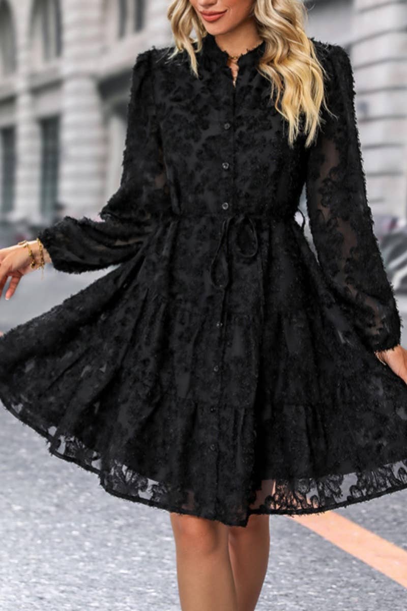 Spring Autumn Perspective Long-Sleeved Dress