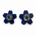Sapphire Finch Leather Earrings by D.K. Tlustos
