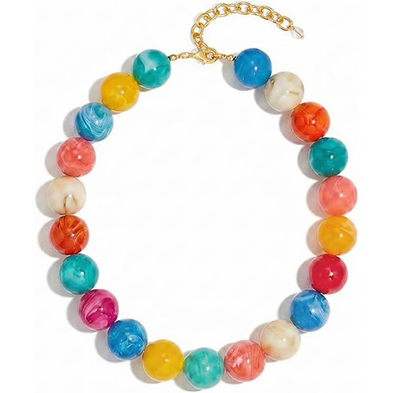 Resin Bead Adjustable Statement Necklace