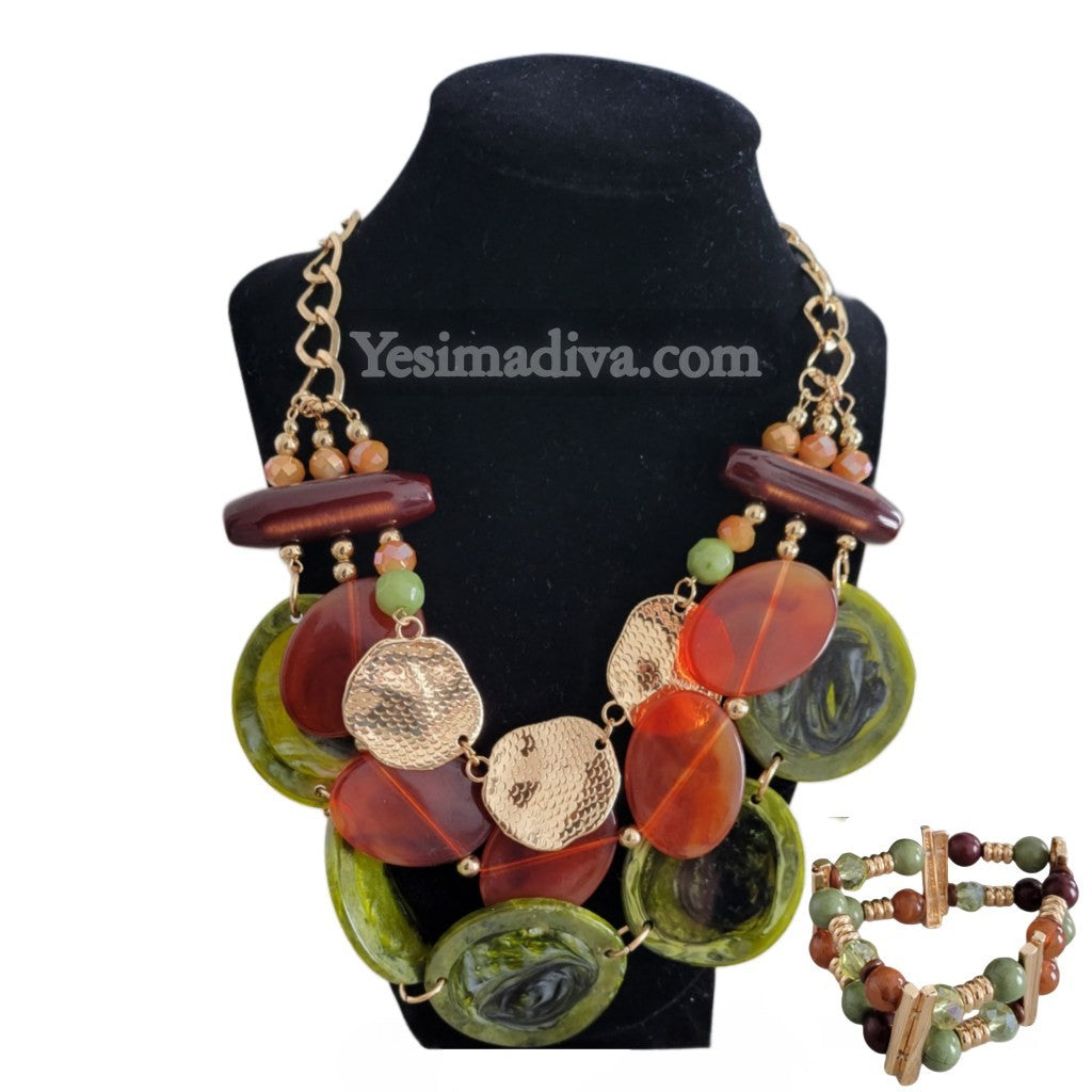 Earthy Lux Three Layer Statement Necklace