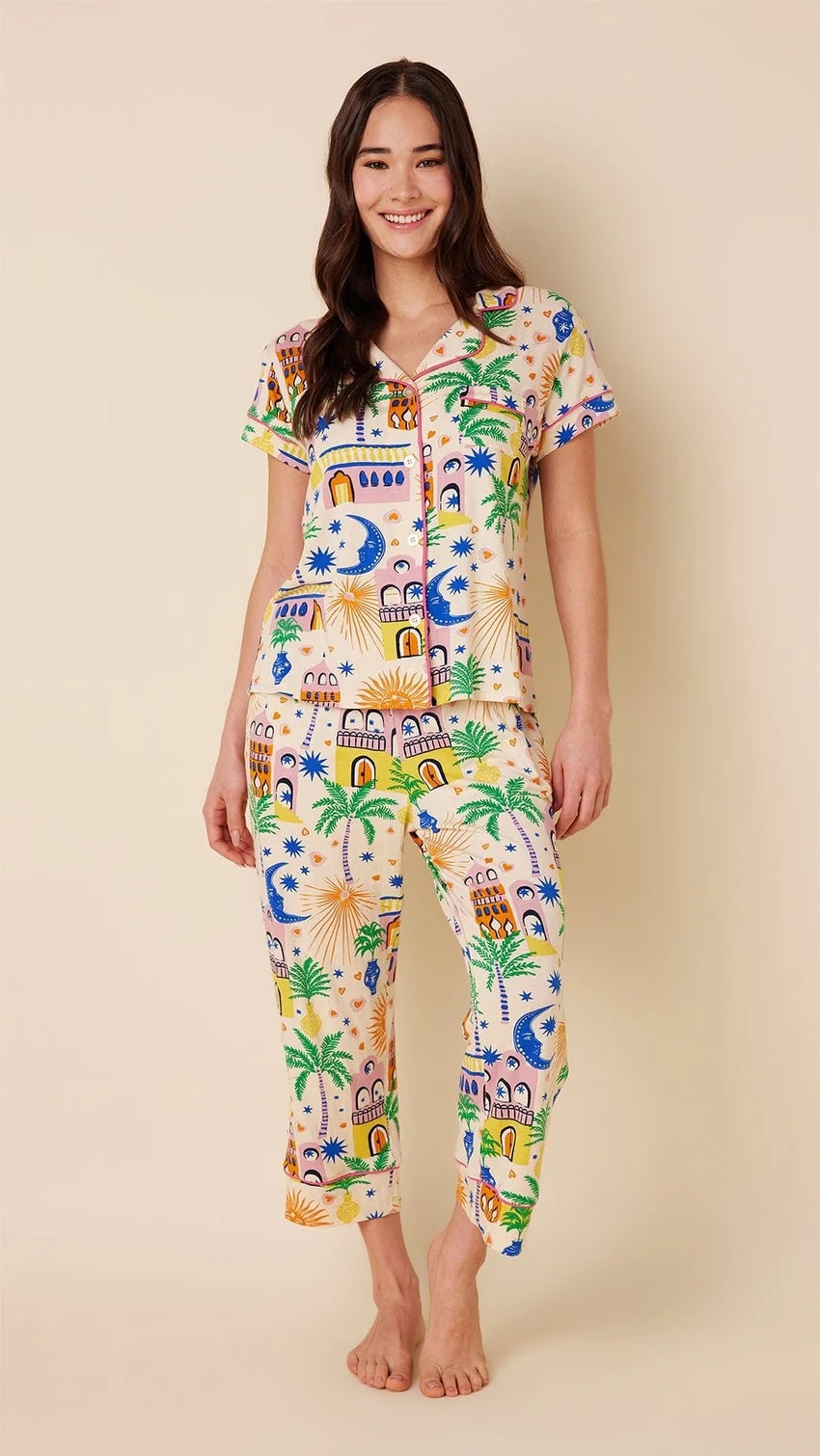 Cat's Pajamas Moroccan Magic Pima Knit Capri Set
