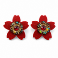 Ruby Radiance Finch Leather Earrings by D.K. Tlustos
