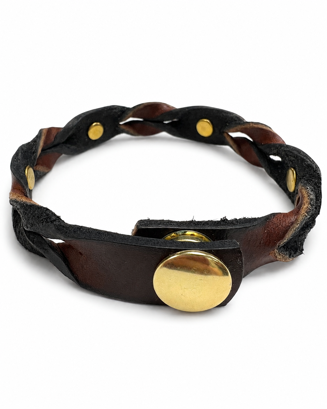 Handmade Leather Inverted Studded Bracelet