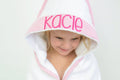 Seersucker Trim Hooded Towel - Pink