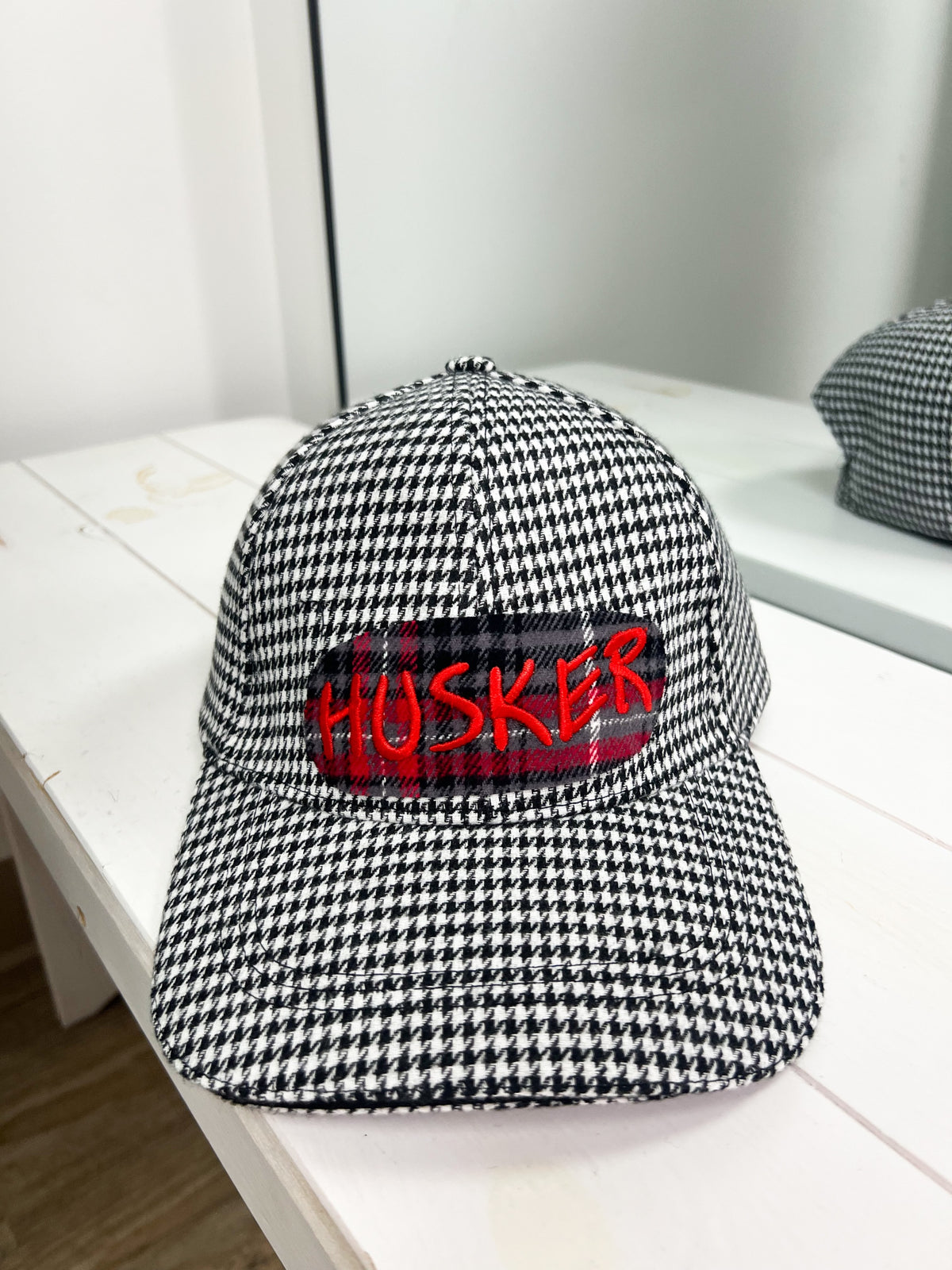 Houndstooth Embellished Husker Hat