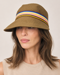 Hand-Embellished Stripe-Trim Cadet Cap by Trish