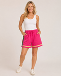 Hand-Embellished Neon Sunset Lounge Shorts by Trish - Size Large