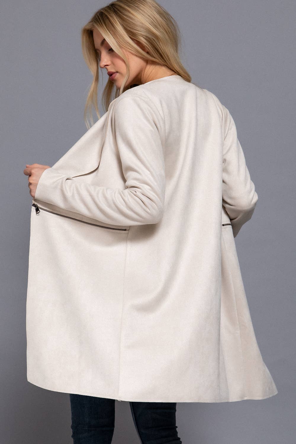 Faux Suede Long Jacket