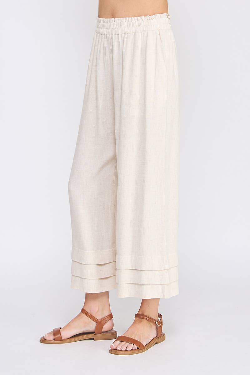 Allie Rose - Elastic Ruffle Waist Ankle Pants