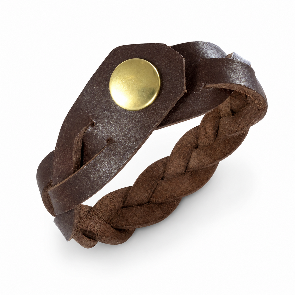 Handmade Mystery Braid Genuine Leather Snap Bracelet by Finch
