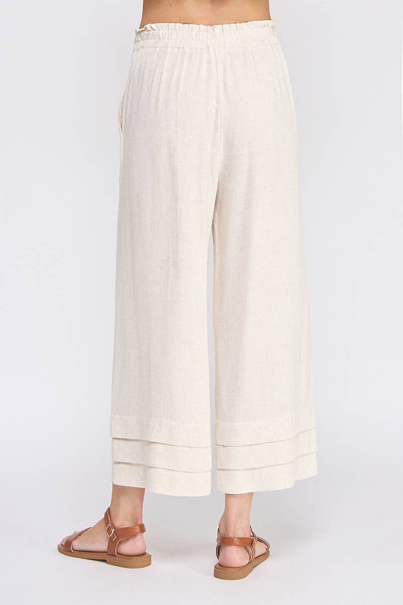 Allie Rose - Elastic Ruffle Waist Ankle Pants