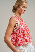 Urban Daizy - Floral Print Scallop Edge Sleeveless Top