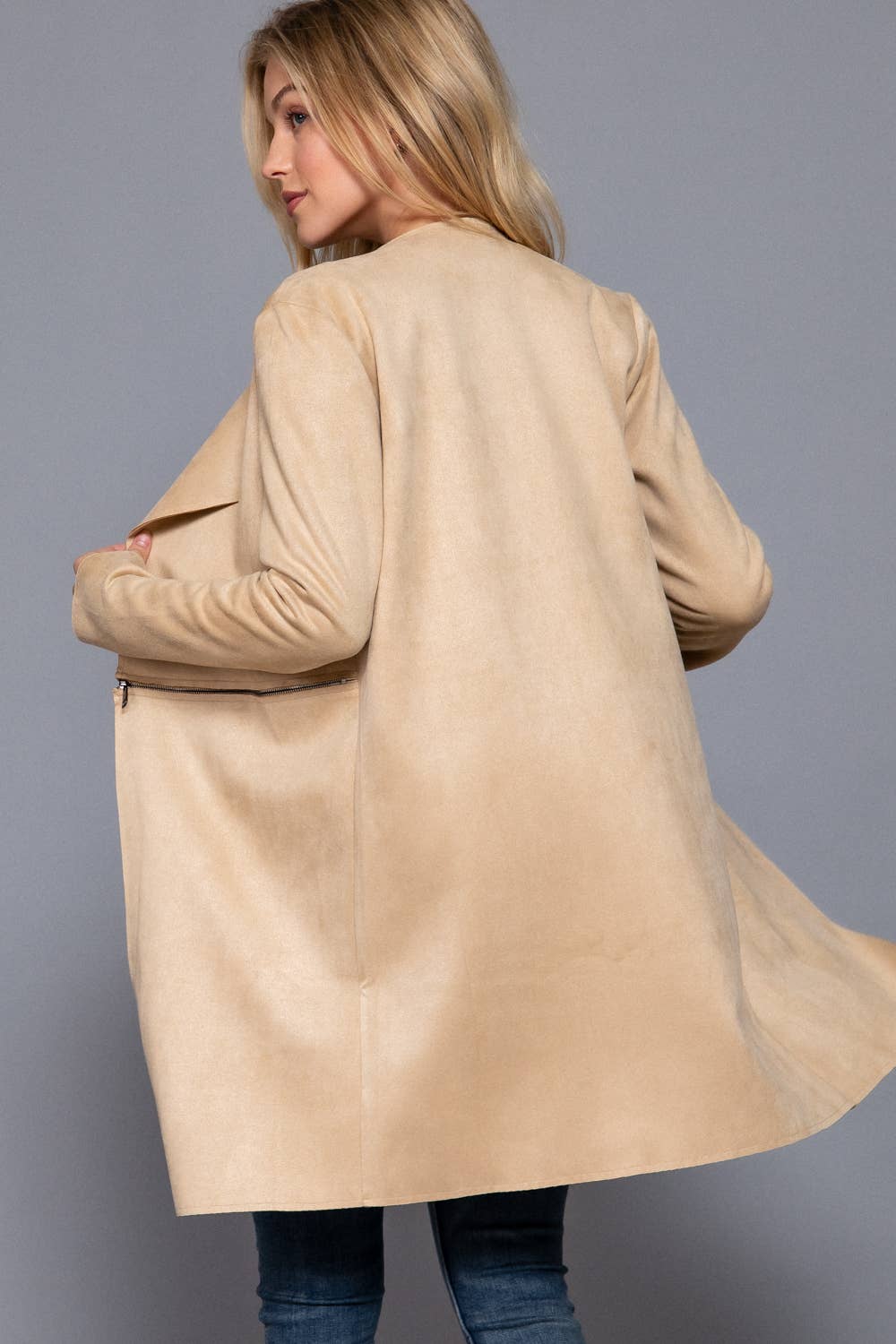Faux Suede Long Jacket