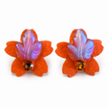 Autumn Flower Finch Leather Earrings by D.K. Tlustos