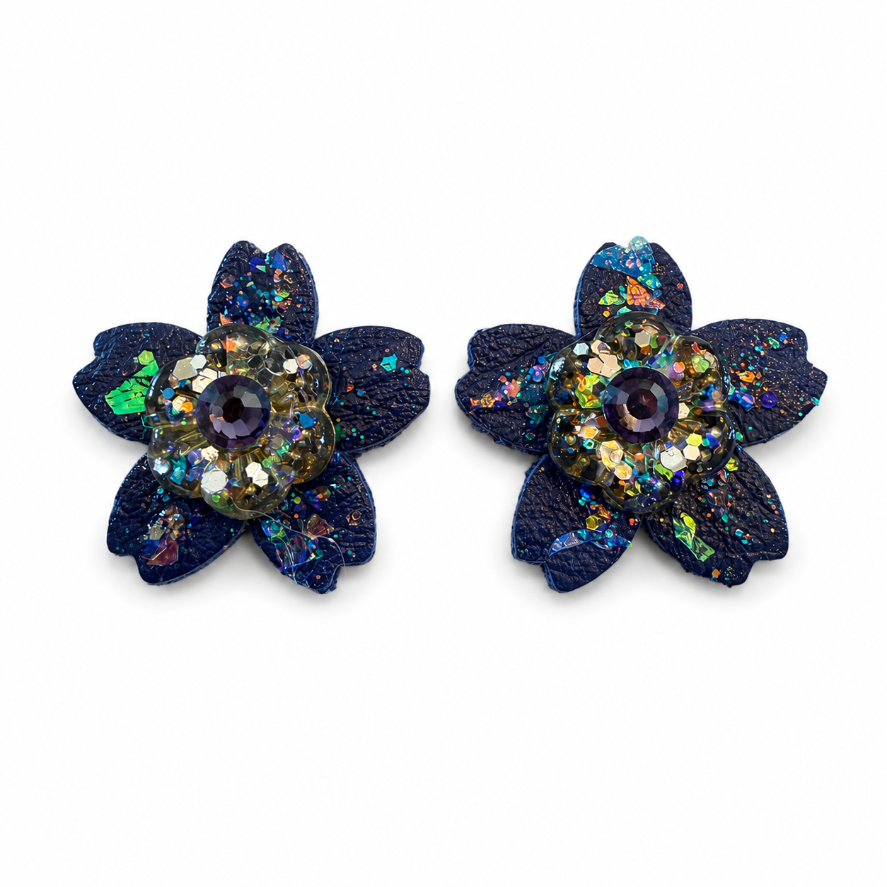 Midnight Spark Finch Leather Earrings by D.K. Tlustos
