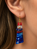 Handmade Americana Beaded Drop Earrings by D.K. Tlustos