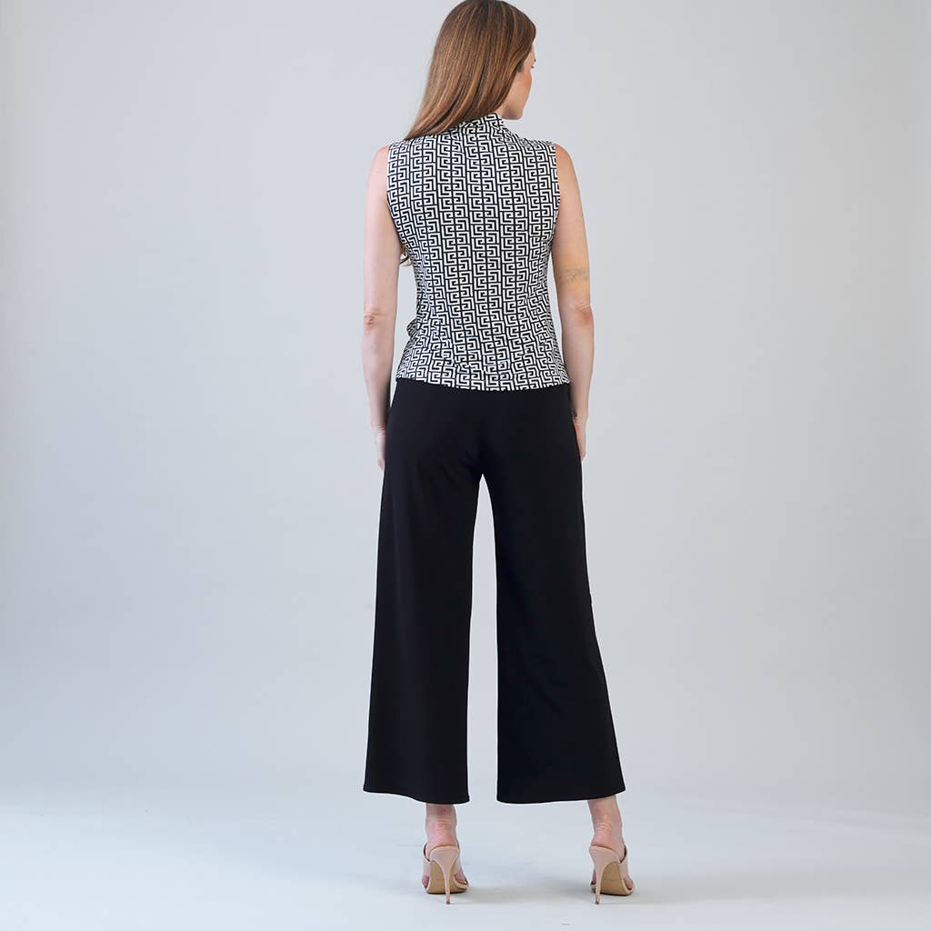 Clara Sunwoo Sleeveless Center Front Tie Top - Greek Key