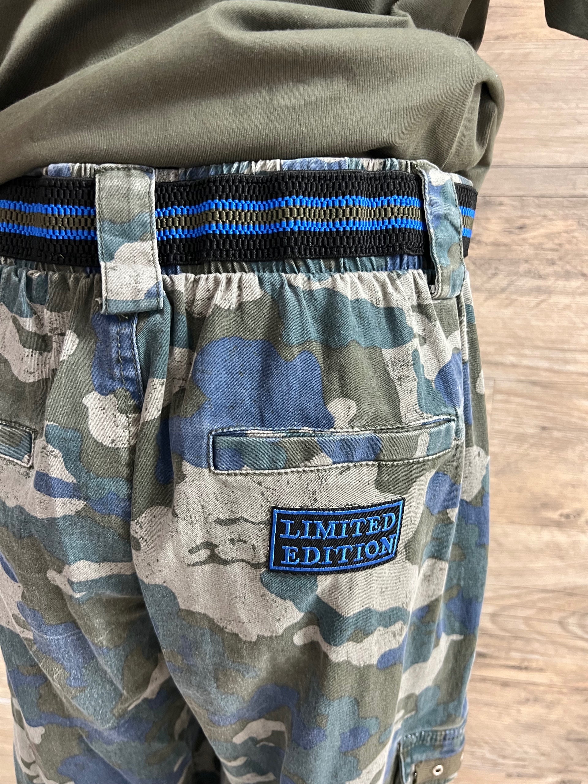 Queen Bee Military Camo Pants Embellished by Trish - Size Medium
