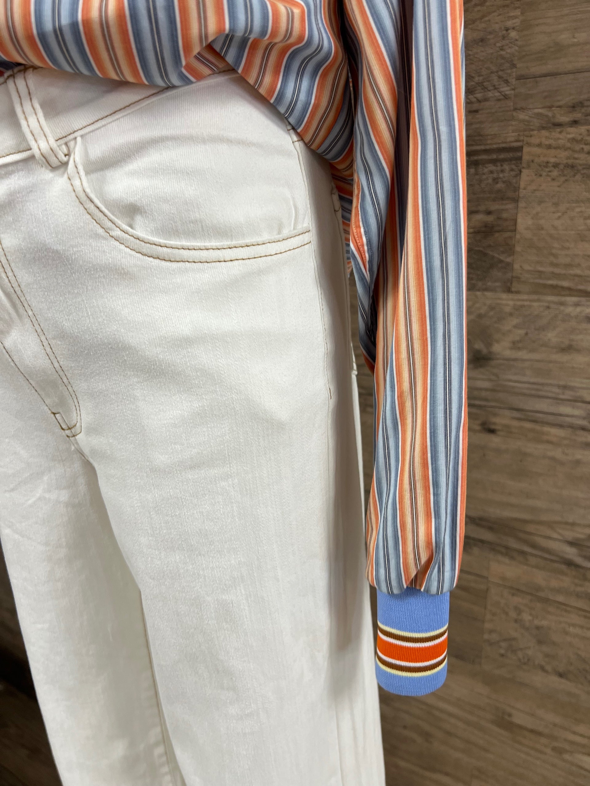Sunset Stripe Blouse Embellished by Trish - Size X-Large