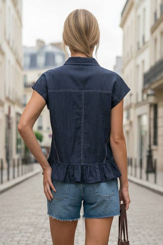VAVA by Joy Han - RUFFLE STITCH DETAIL BLOUSE