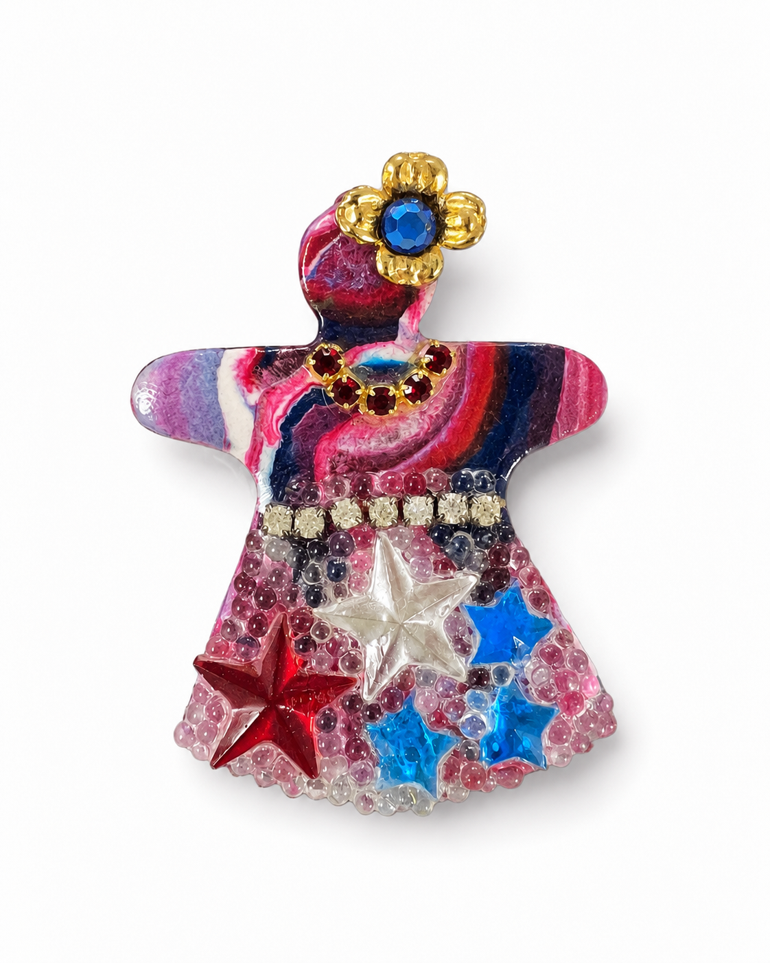 Handmade Patriotic Star Statement Pin by D.K. Tlustos